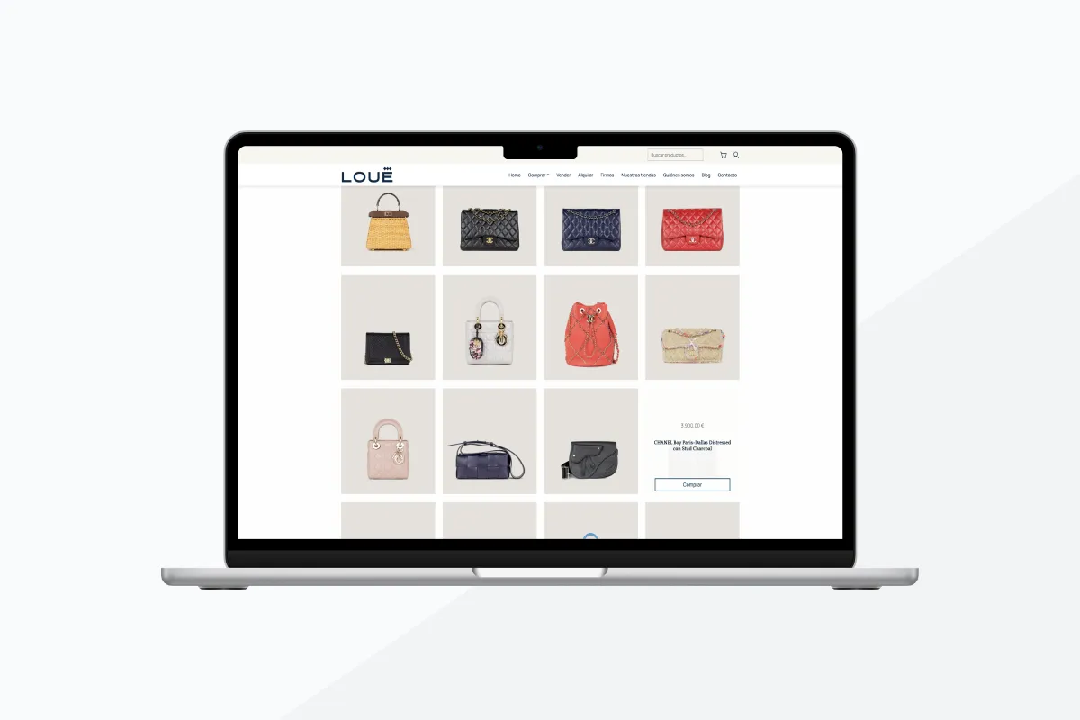 Captura de la web Louë, especializada en bolsos de lujo de segunda mano