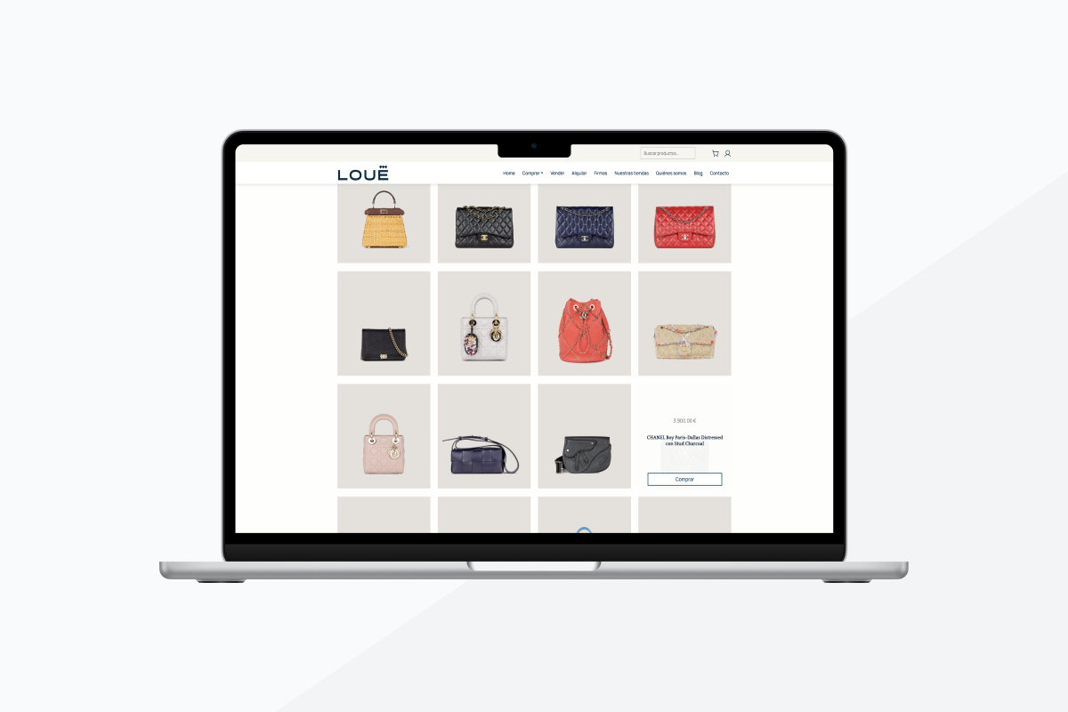 Captura de la web Louë, especializada en bolsos de lujo de segunda mano