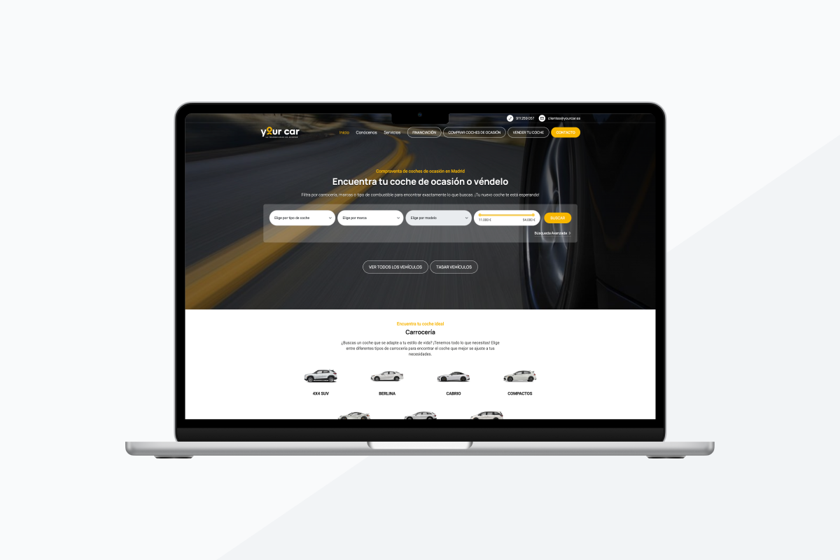 Captura de la web Your car, especializada en coches de ocasión