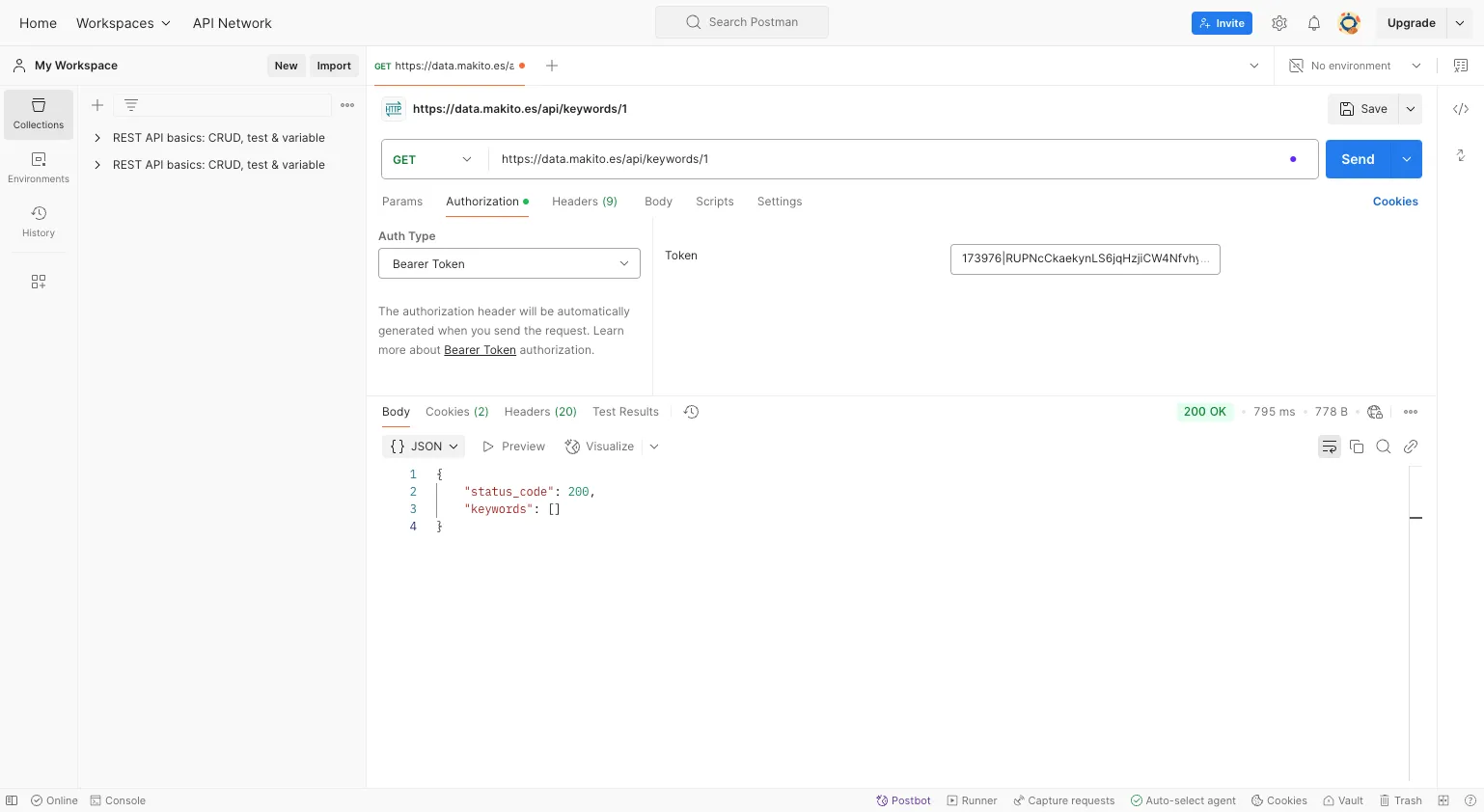 Exploración de endpoints y estructura de datos en Postman